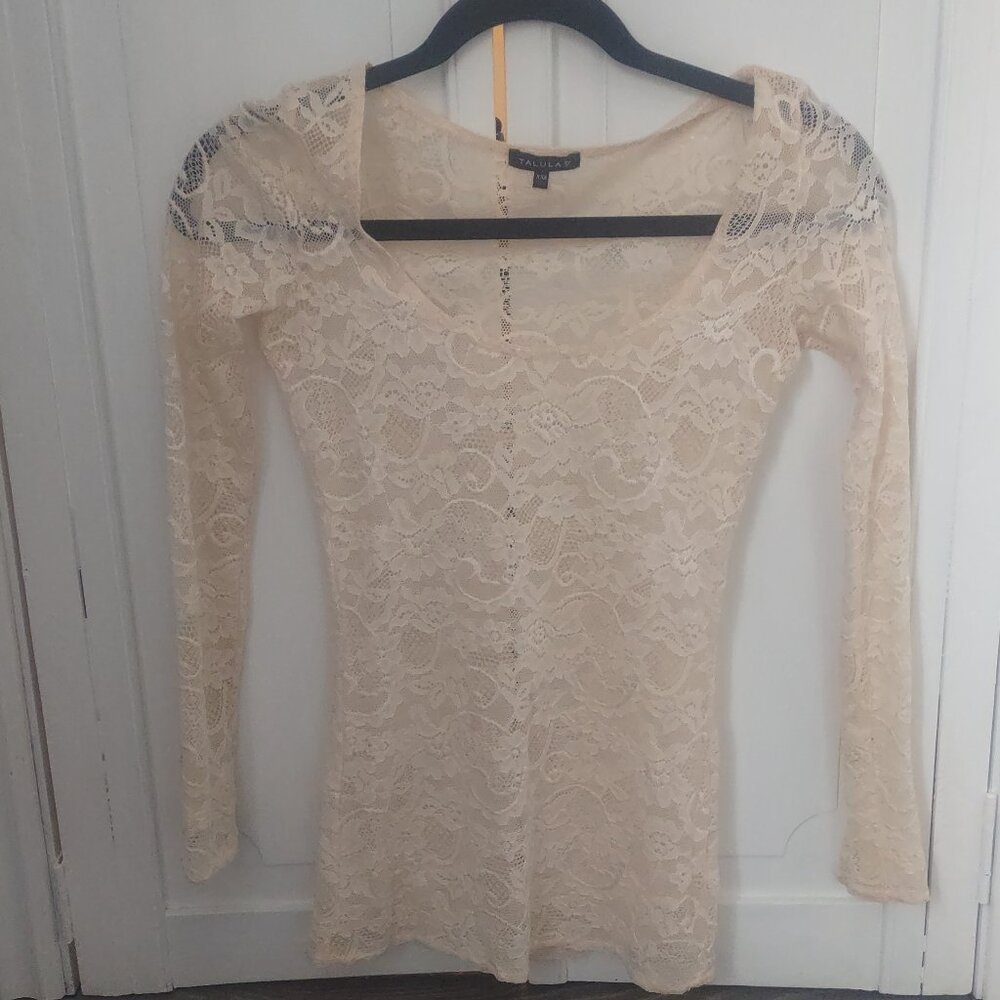 Vintage Aritzia (Talula) XXS stretch lace long sleeve peach pink 🍑